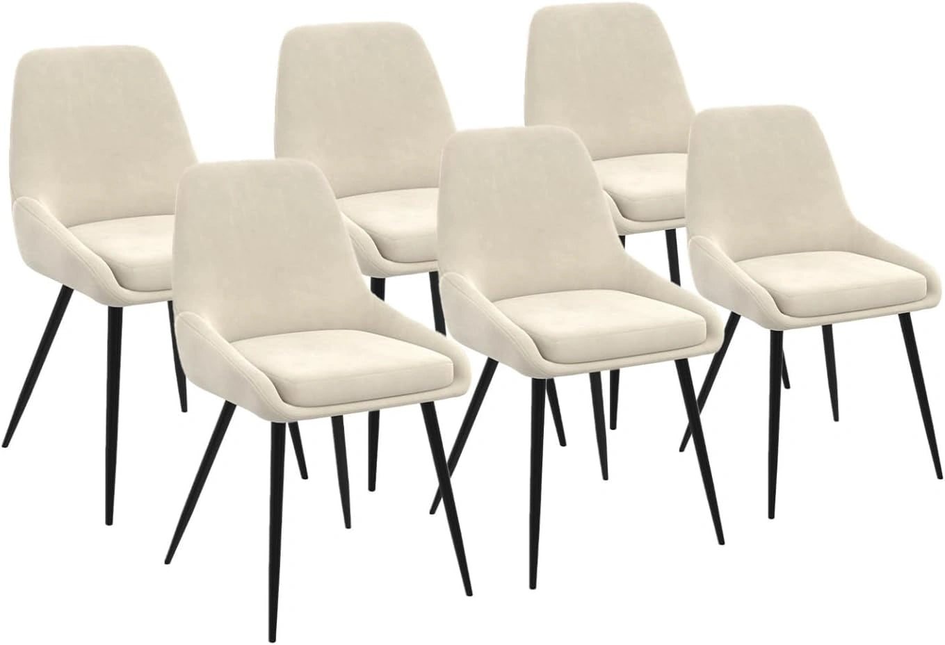 IDMarket - Lot de 6 chaises THALYA en Velours Beige avec accoudoirs, 5 cm, 79 cm, 35,5 cm