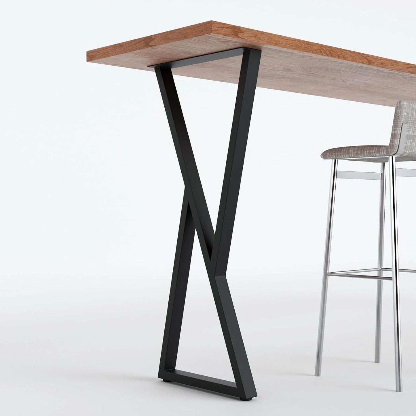 Homtone Lot de 2 pieds de table en métal - Noir - Cadre de table robuste en acier au carbone - Pour table de bar
