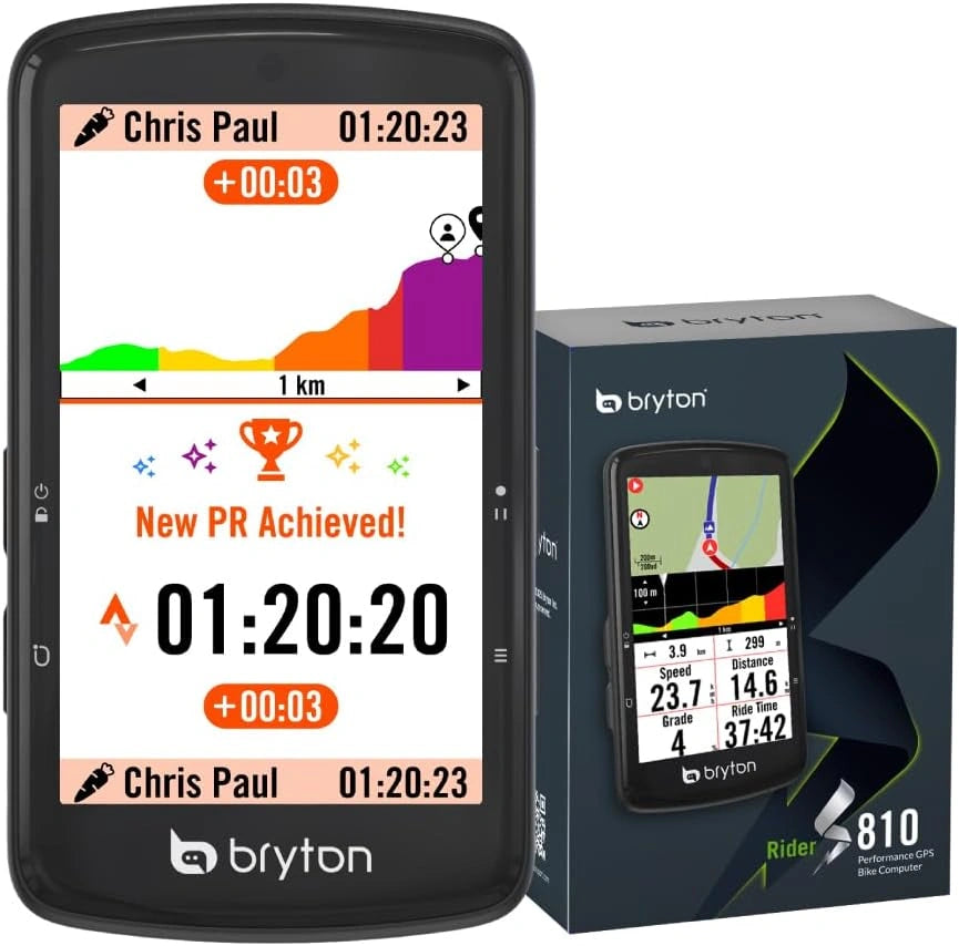Bryton Rider S810 Compteur GPS Vélo avec écran Couleur 3,5' en Verre incurvé 2,5D, autonomie 50 h, Carte Europe Hors Ligne, Ant+/BLE