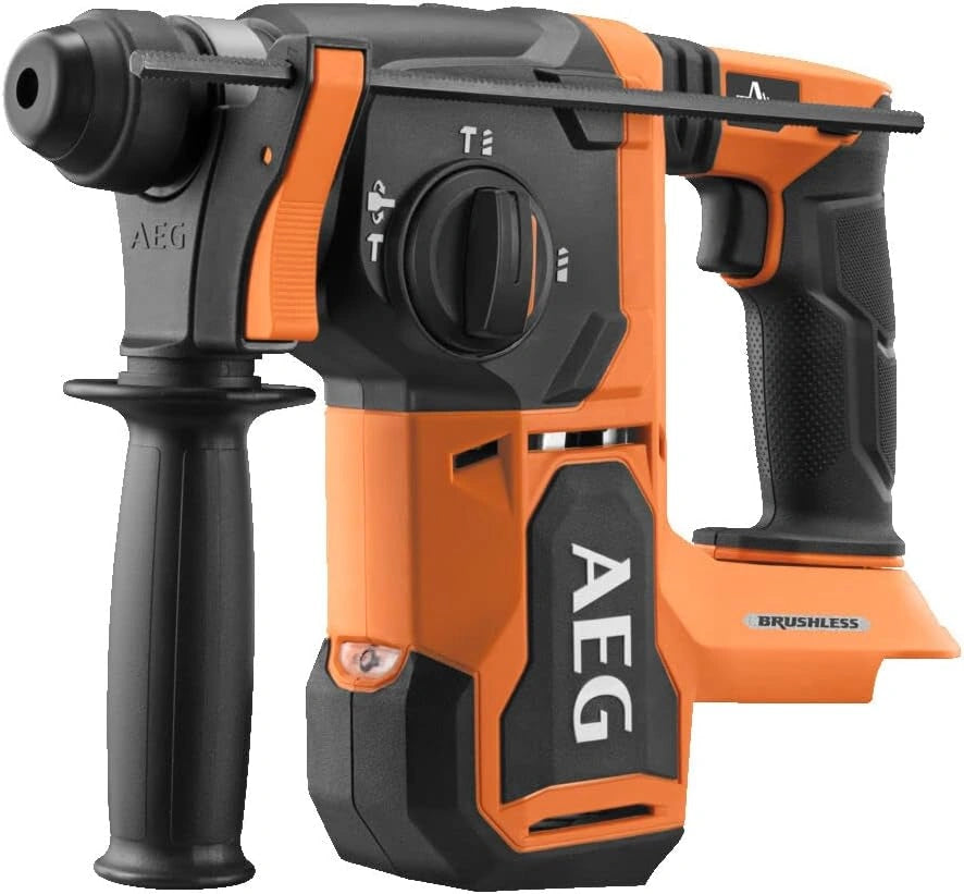 AEG - Perforateur burineur SDS+ 18 V BRUSHLESS, 2,5 Joules EPTA, 1500 tr/min, 5000 cps/min, capacité de perçage 26 mm dans le béton, en carton.