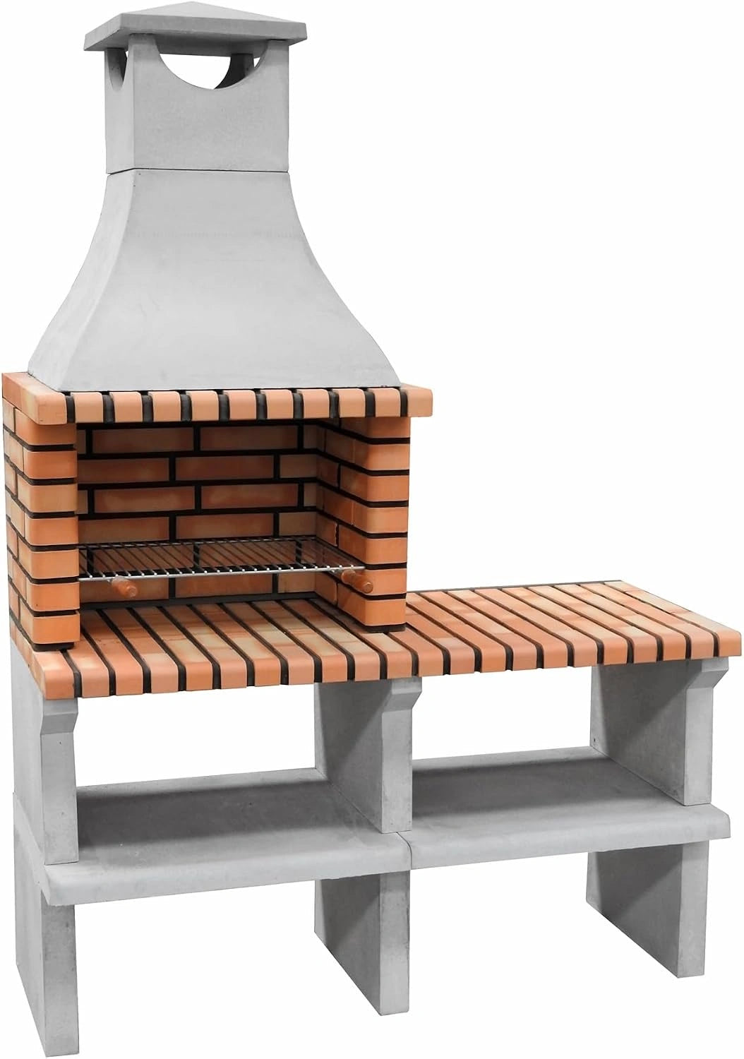 MOVELAR - Barbecue préfabriqué à bois et charbon en béton réfractaire modèle Sines XL (Gris