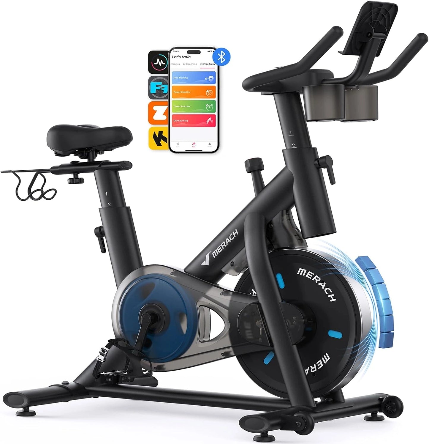 MERACH Vélo d'Appartement pour la Maison - Vélo de Fitness d'Intérieur Silencieux avec Résistance Réglable, Capacité Max 136KG, Écran LCD