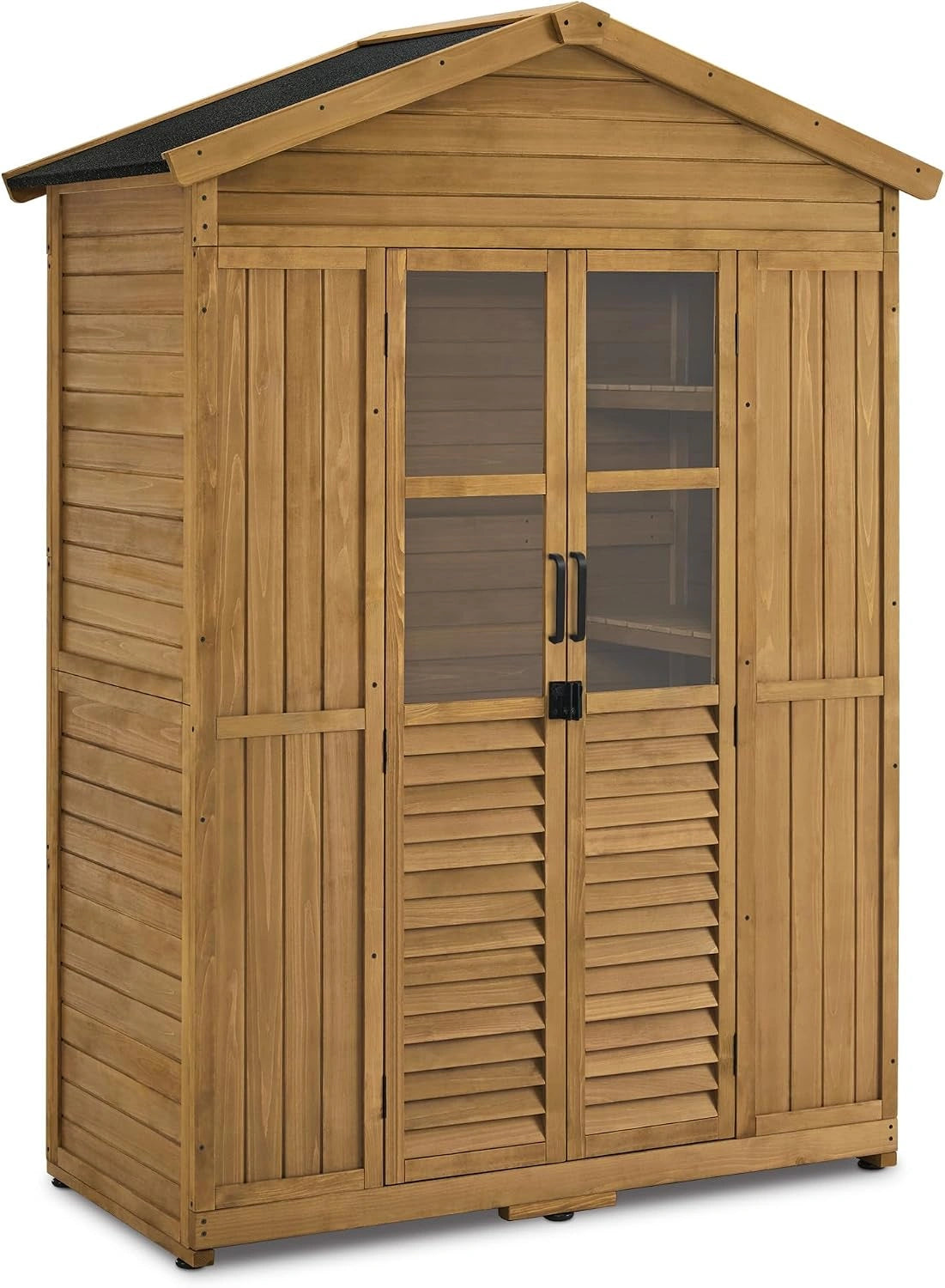 M MCombo Armoire de Jardin abri de Jardin en Bois résistant aux intempéries, 74×143×200 cm (Nature), pour l'extérieur Balcon terrasse