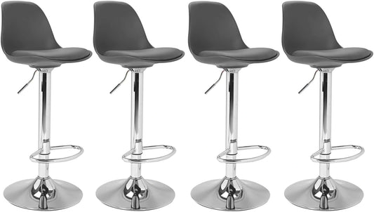 IDMarket - Lot de 4 tabourets de Bar Karl Design Gris, 38,5 cm, 83 cm, 104 cm