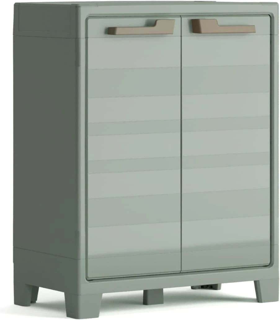 Keter Armoire Basse Planet extérieur en Résine Multifonctions pour Intérieur et Extérieur - Étagères et Pieds Ajustables - Canessable - 80 x 44 x