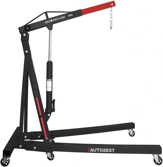 AUTOBEST 10610 - Grue d'atelier Pliante - 1 Tonne - 4 Positions de Levage - 203 cm X 23 cm X 89 cm - cAcier - Rouge