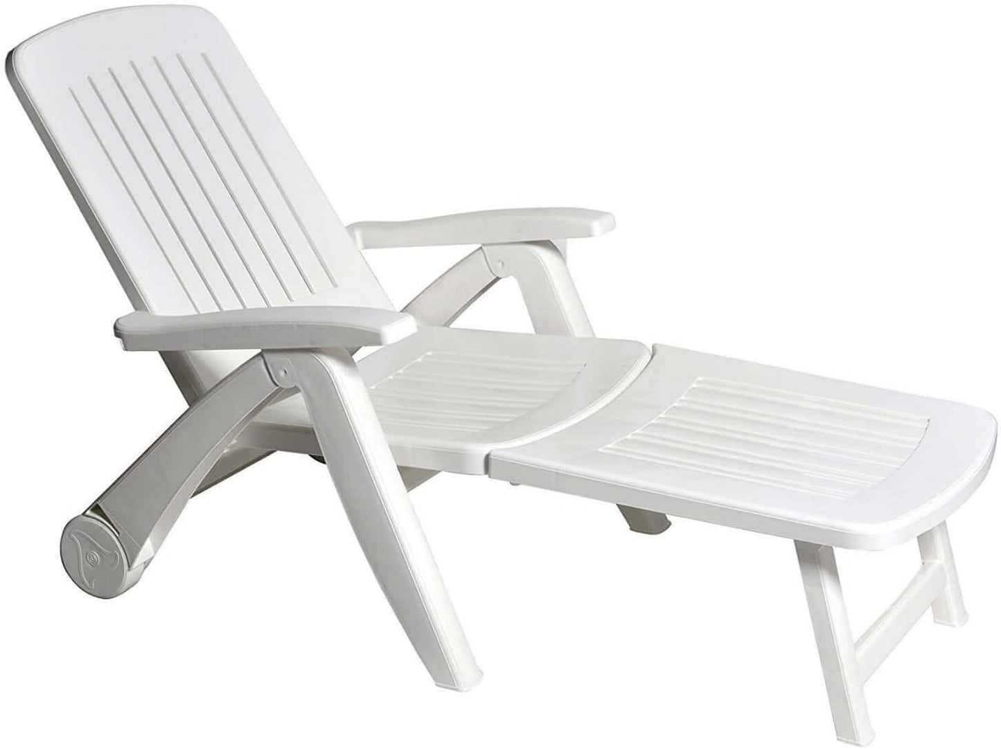 Chaise longue avec roulettes en résine plastique pour camping, plage, mer, piscine, jardin, extérieur