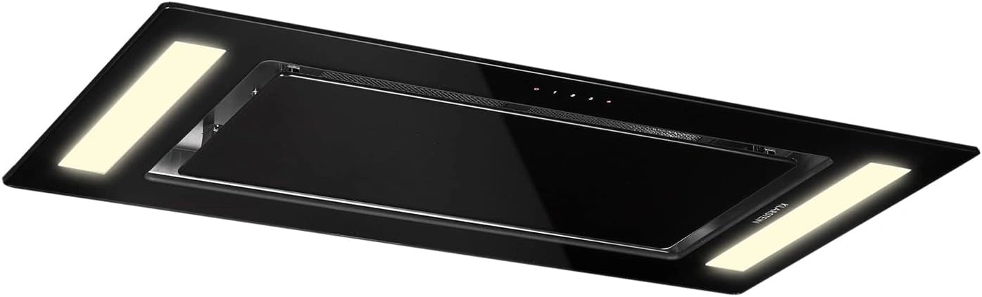 Klarstein Remy Hotte Aspirante 90 cm, Classe A, Noir, 609 m³/h, 230 W, 3 Vitesses, Hotte Sous Meuble avec Filtre, Commande Tactile et Télécommande