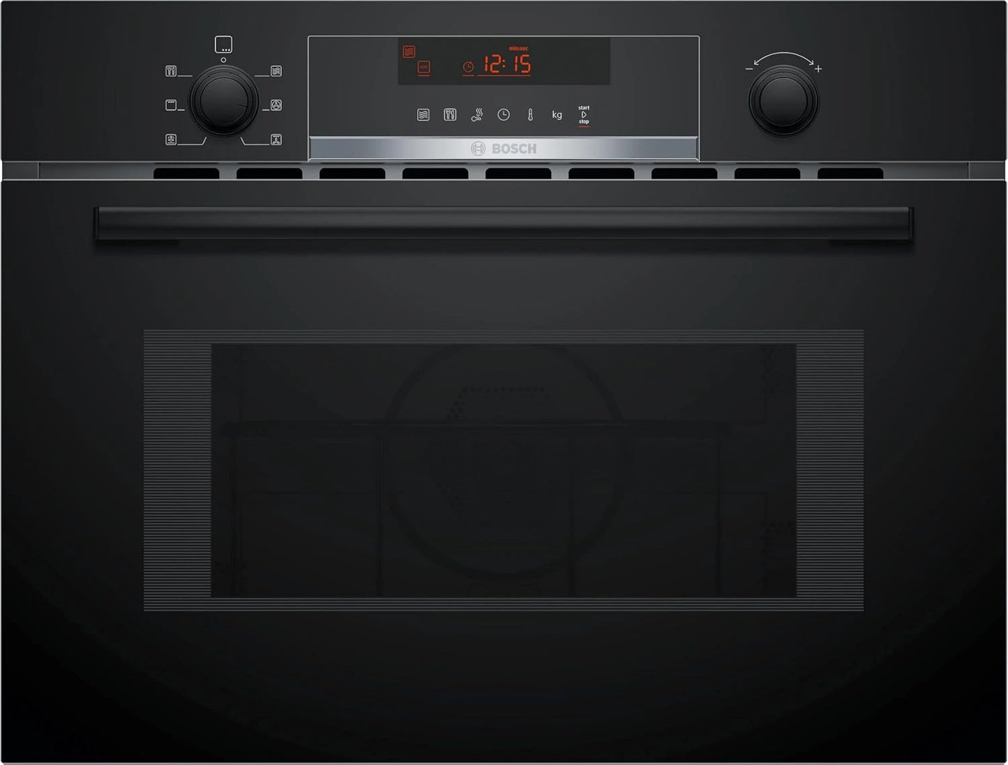 Bosch CMA583MB0 Série 4 - Four micro-ondes combiné, Noir, affichage rouge, AutoPilot 15, Air pulsé, Ecran LED, Boutons push-pull, Cavité en inox