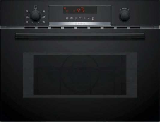Bosch CMA583MB0 Série 4 - Four micro-ondes combiné, Noir, affichage rouge, AutoPilot 15, Air pulsé, Ecran LED, Boutons push-pull, Cavité en inox