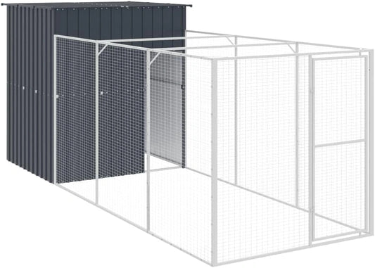 vidaXL Niche pour Chien avec Cour Anthracite 165x455x181 cm, Cage pour Chien, abri pour Chien, Maison pour Animaux, Cages pour Chien