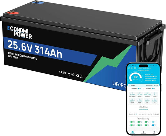 Batterie LiFePO4 24 V 300 Ah avec Bluetooth, 7680Wh, 200 A BMS, 15000 cycles, système solaire, marine et moteur de trolling, pour camping-car