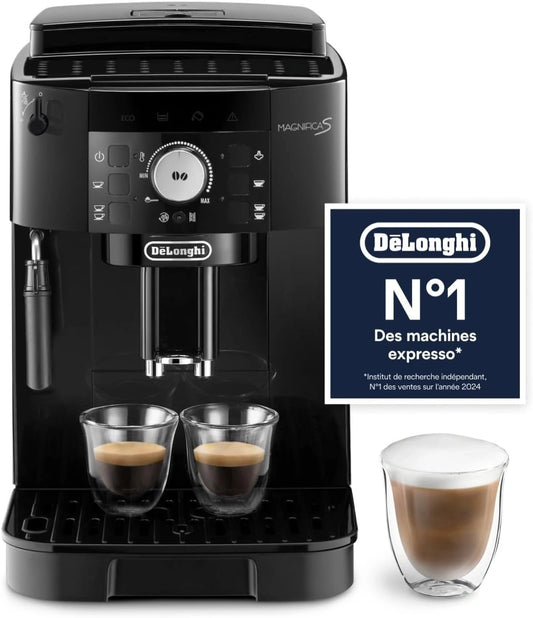 De'Longhi Magnifica S - Machine à Café Automatique 2 Boissons Noir, Fonction 2 Tasses, ECAM11.112.B, Machine à Café à Grain, Mousseur à Lait Manuel