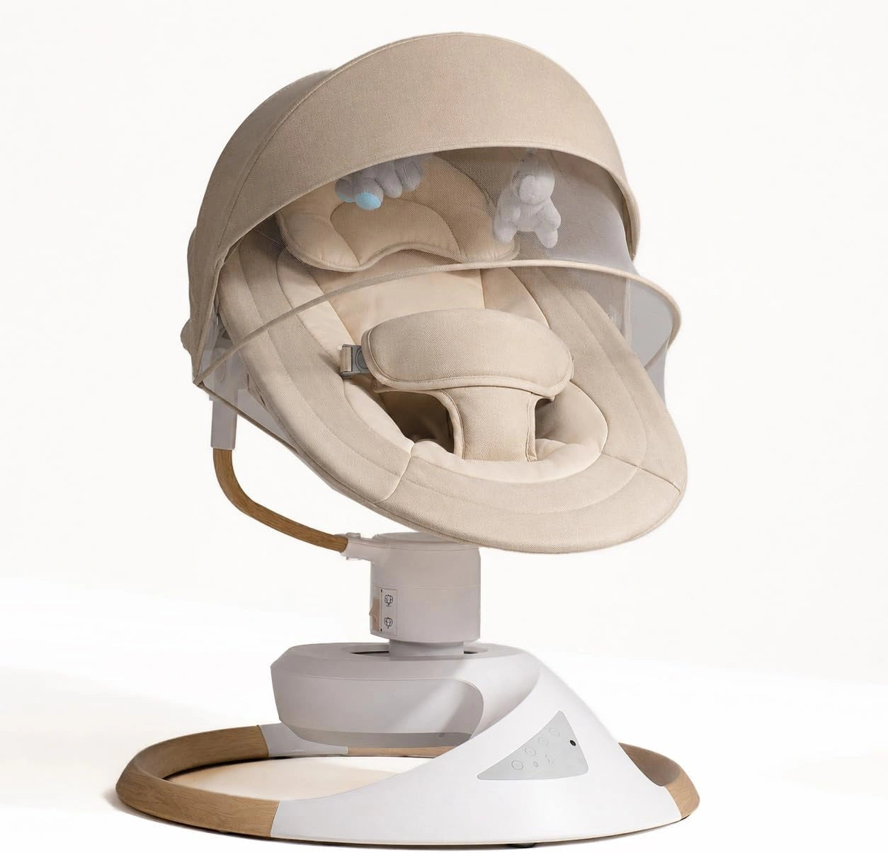 BEBE2LUXE EMY: Balancelle Bebe/Transat Bebe électrique, Effet Bois (Gris) (Beige)
