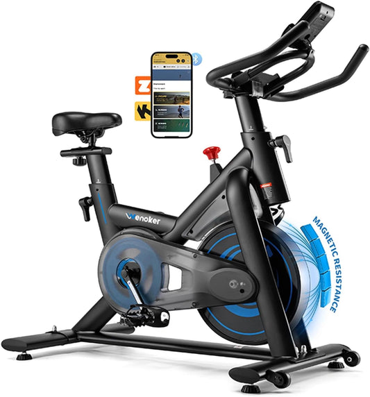 Wenoker Vélo d'appartement avec application, Jusqu'à 160 kg, Ergocycle silencieux à résistance magnétique