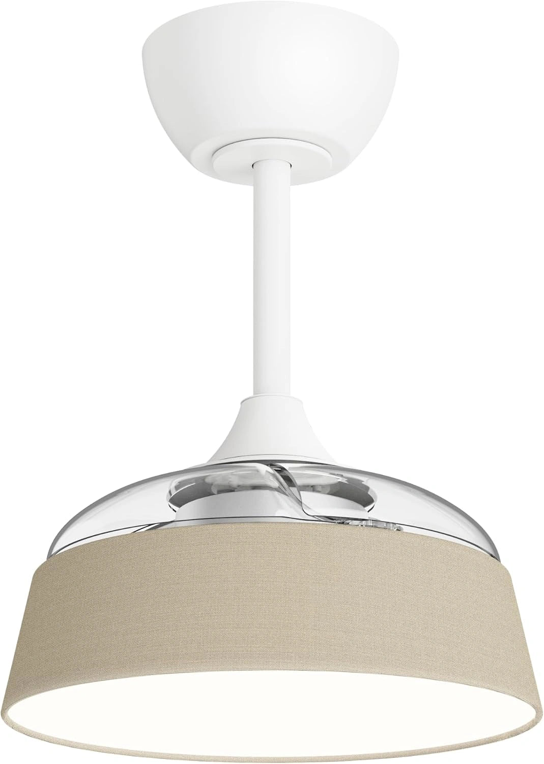 Sulion - Ventilateur de plafond avec lumière et pales rétractables Wizz Stilo - Beige avec finition en tissu, moteur CC silencieux, fonction été/hiver