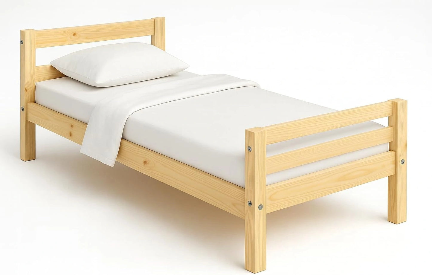 KONTARBOOR Lit Simple 90 x 190 cm en Bois 'Le lit Qui va à l'Essentiel'- Pin Massif - sobriété, solidité et Chaleur Naturelle -Sommier à Lattes, ado