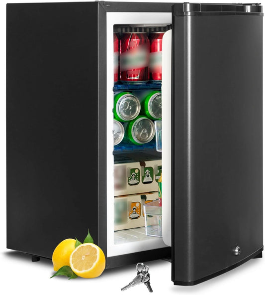 Smad Frigo 12 V 220 V Camping Car, Noir, 40 L, Frigo Caravane avec Serrure, pour Van Voiture Camion Fourgon Bureau Studio Hôtel