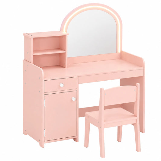 table-enfant-avec-chaise-et-miroir-acrylique-lumiere-led-etageres-et-tiroir-dispositif-antibasculement-shyyrt1462um