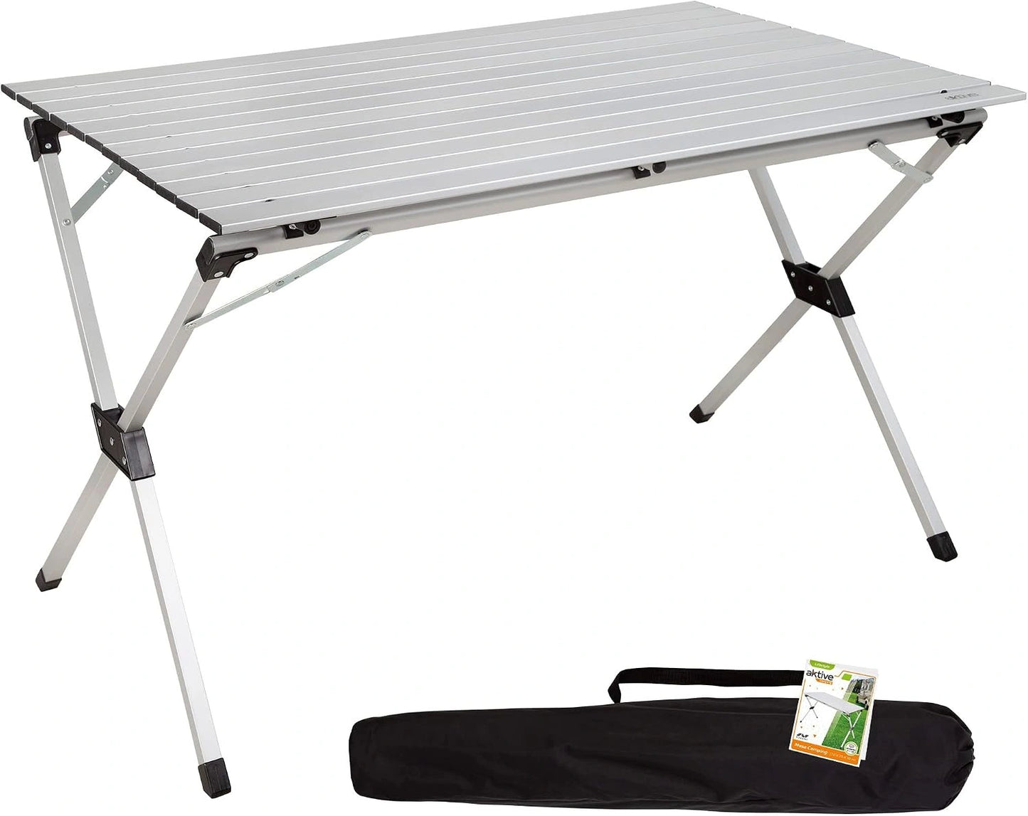 AKTIVE Camping - Table de Camping Pliante 6 Places, 110 x 70 x 70 cm, Table de Camping Pliable Légère et Résistante, Aluminium