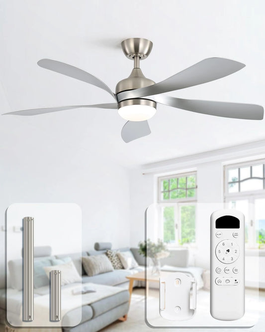Sofucor 132 cm Ventilateur Plafond avec Lumiere et Telecommande, 6 Vitesses, 3 Réglages de Couleur, Lumiere LED, CC Réversibles, pour Chambre Salon
