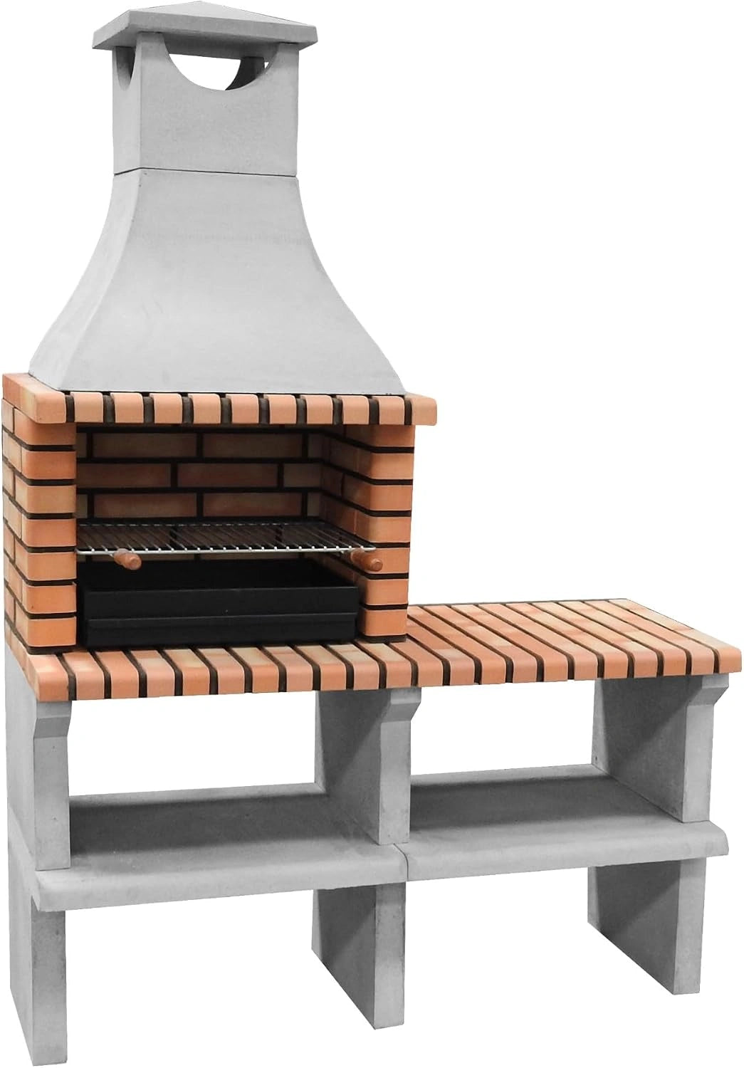 MOVELAR - Barbecue préfabriqué à bois et charbon en béton réfractaire modèle Sines XL (Gris