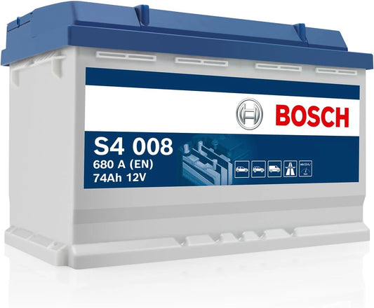 Bosch S4008 - Batterie Auto - 74 A/h - 680 A - Technologie Plomb-Acide - pour les Véhicules sans Système Start/Stop, 278 x 175 x 190 mm