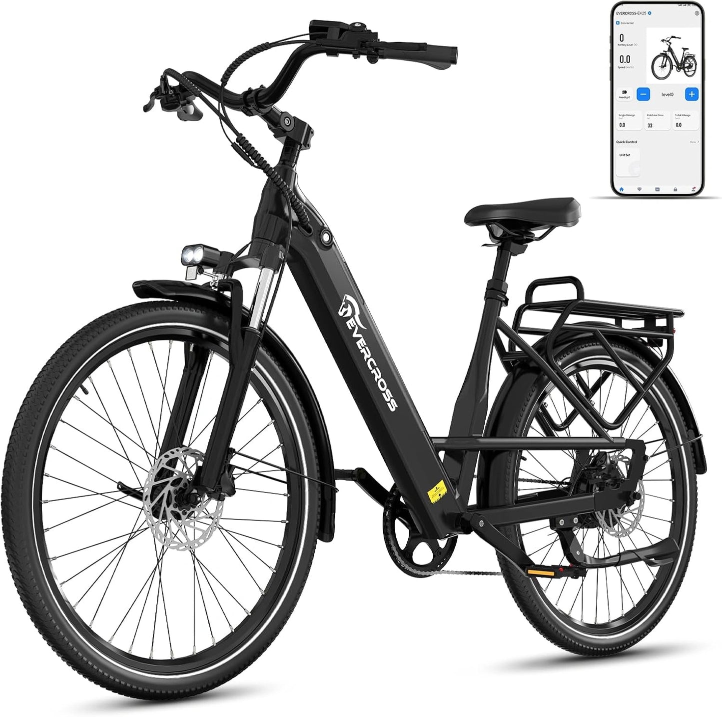 EVERCROSS Vélo Electrique pour Adultes, 16''/20' Vélo Electrique à Gros Pneus, 250 W E Bike, Jusqu'à 25 KM/H, 36 V/48 V Batterie Amovible