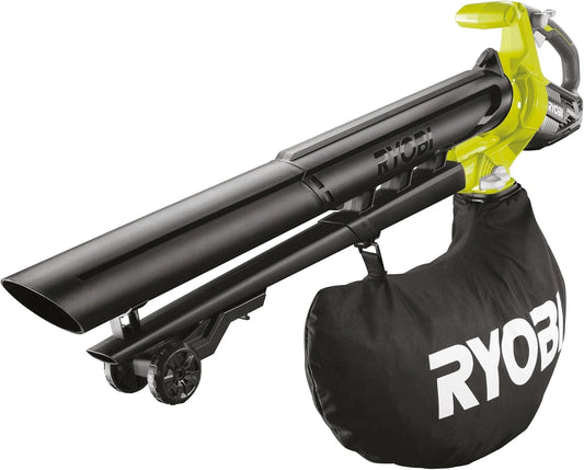 RYOBI - Aspirateur Souffleur Broyeur sans Fil 18 V One+ OBV18, vert, Vitesse 201 km/h, Sac 45 L, Fonction Broyage, Nettoyage Feuilles, Déchets Verts