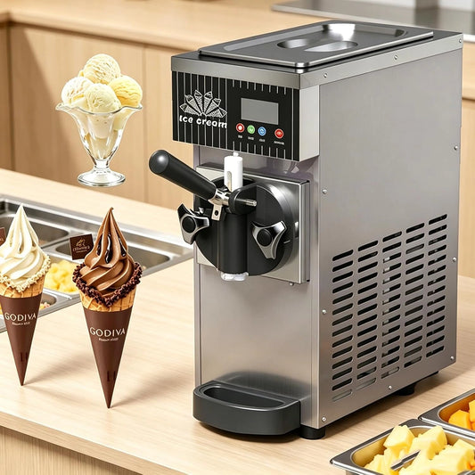 Machine Glace Italienne Maison, Machine Glace Italienne pour Parfum Unique gris, Rendement 4 à 5 Kg/H, Machine Glace Italienne Comptoir, écran LCD