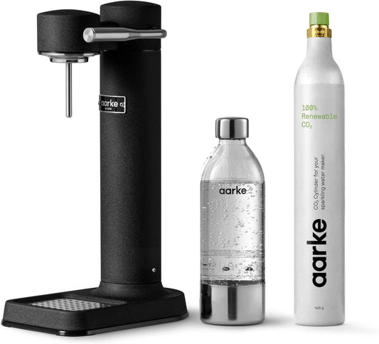 Aarke Carbonator 3 Machine à eau gazeuse en acier inoxydable, finition noire mate - cylindre de 60 litres avec CO2 renouvelable