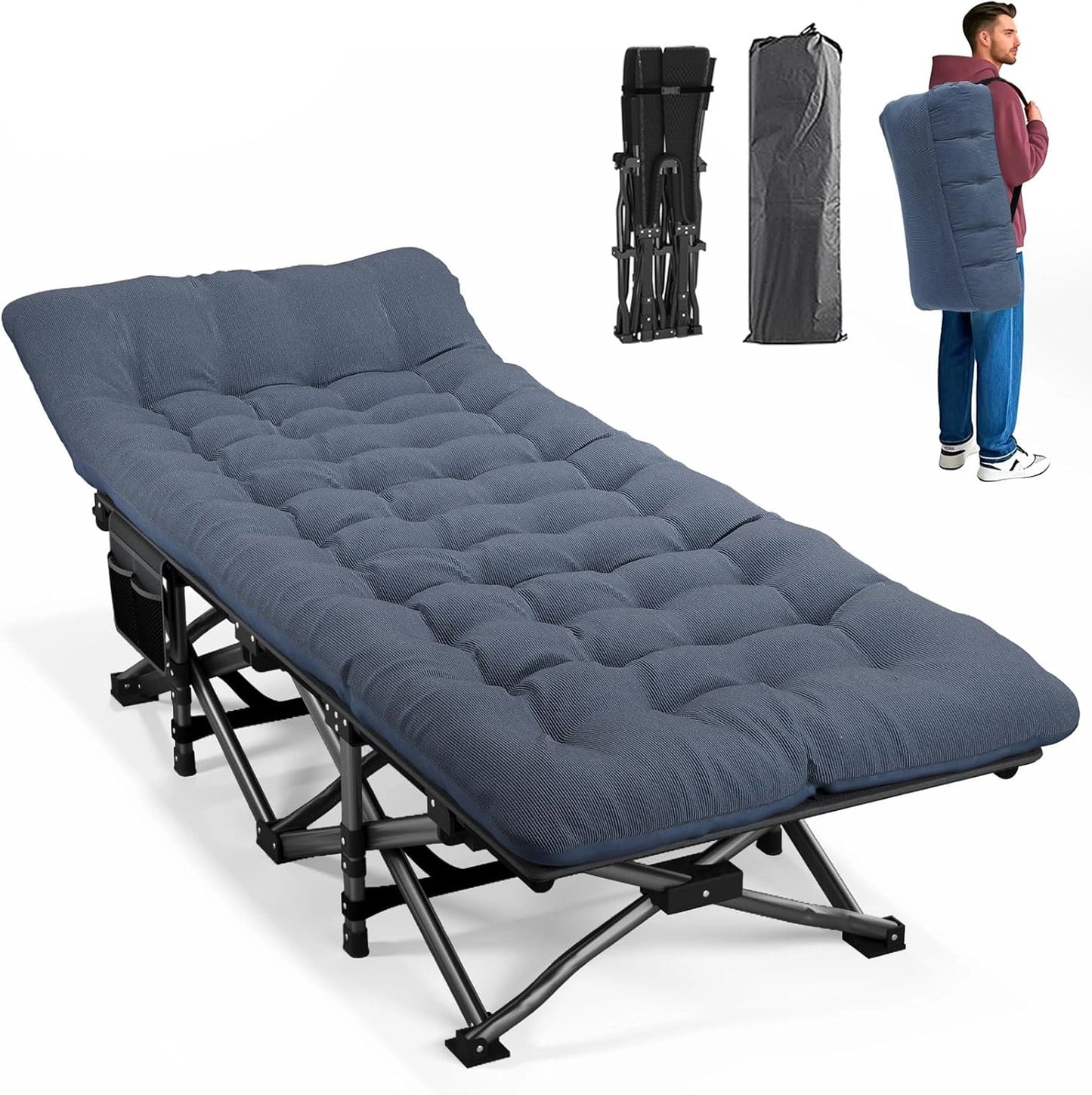 ATORPOK SHOP Lit de Camping Pliable Robuste pour Adultes，lit de Couchage avec capacité de 200 kg pour Bureau/Voyage/extérieur
