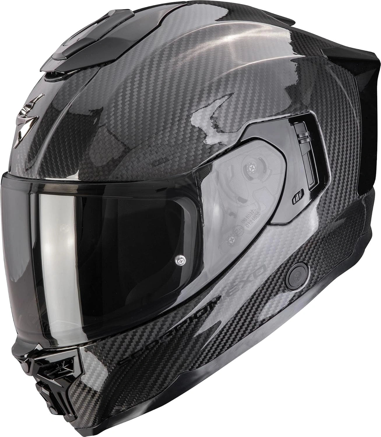 Scorpion EXO-1500 Carbon Air Casque Intégral en Fibre de Carbone Ultra TCT Noir ECE 22.06 Visière transparente + Fumée Pinlock MaxVision AirFit
