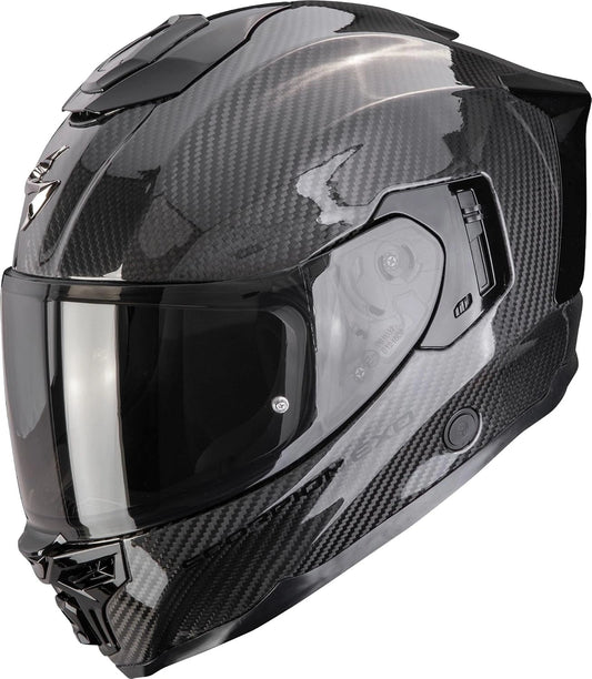 Scorpion EXO-1500 Carbon Air Casque Intégral en Fibre de Carbone Ultra TCT Noir ECE 22.06 Visière transparente + Fumée Pinlock MaxVision AirFit