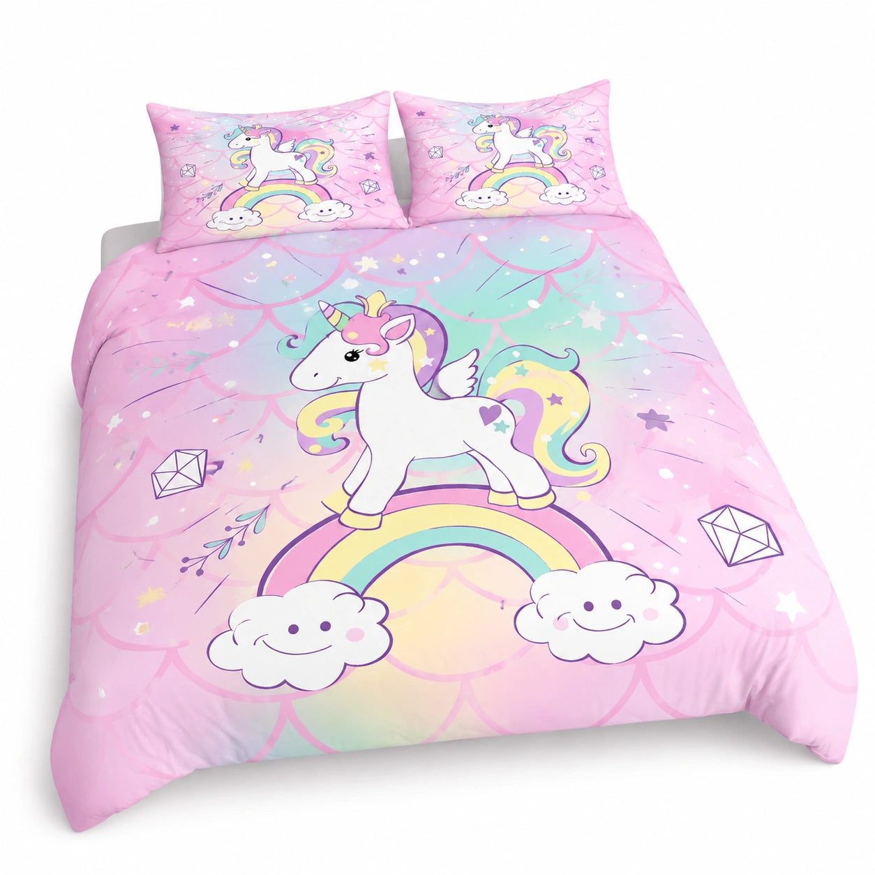 ensemble-de-literie-enfant-theme-animaux-et-arcenciel-200x200cm-ndexqf1451ml