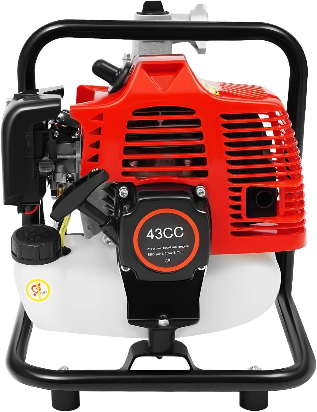 Pompe à eau 43cc à moteur à essence, 135 l/min, pompe d'alimentation en eau 1,25 kW, pompe à eau à moteur 2 temps, pompe d'aspiration auto-amorçante