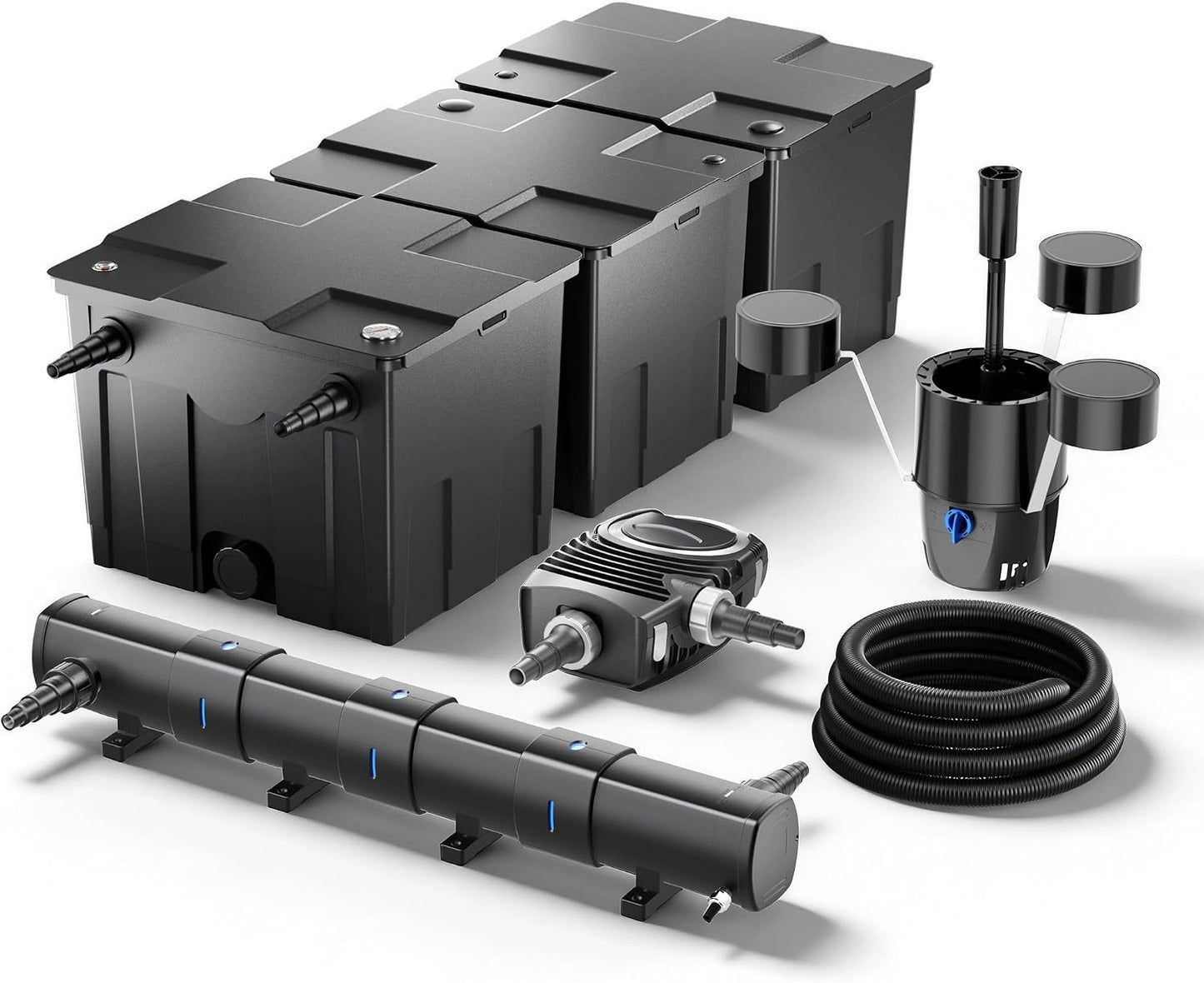 Wiltec Kit complet: CBF-350C Filtre de bassin jusqu'à 90000 L Biologique, NEO10000 pompe de filtration 10000 l/h 80 W, CUV-272 lampe uv 72 W