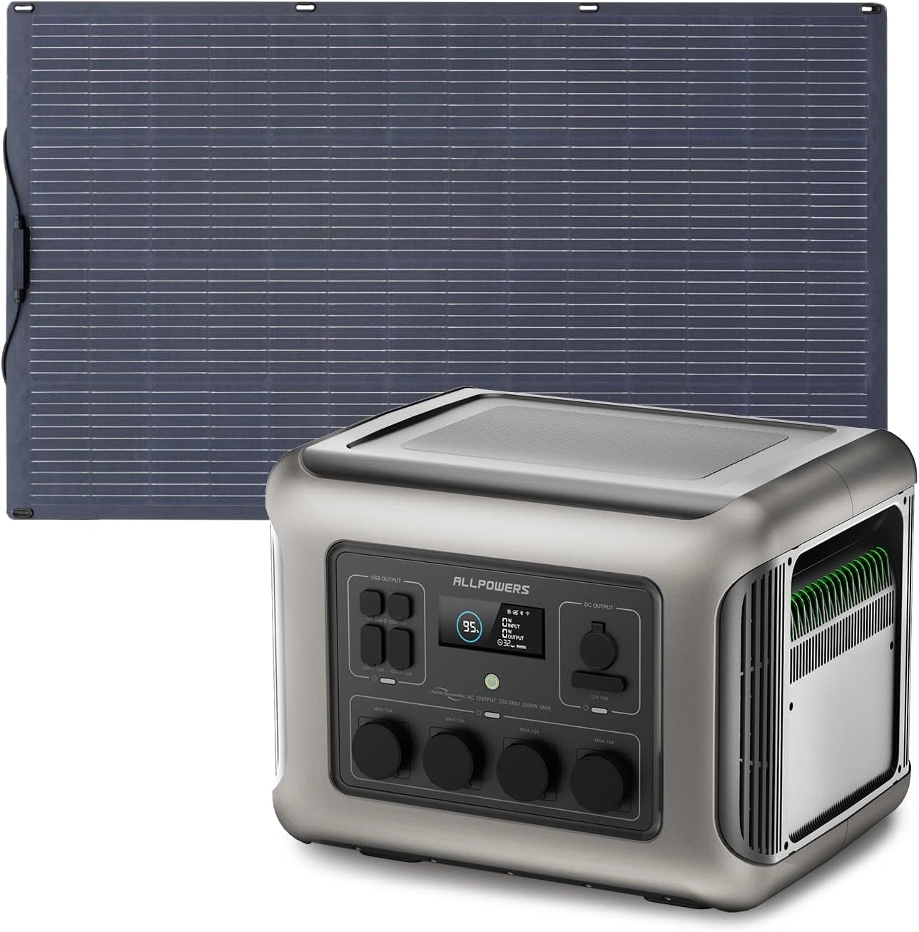 ALLPOWERS R2500 V2 Station électrique 1920Wh panneau solaire flexible 200 W, générateur solaire avec panneau solaire flexible 200 W IP68 étanche