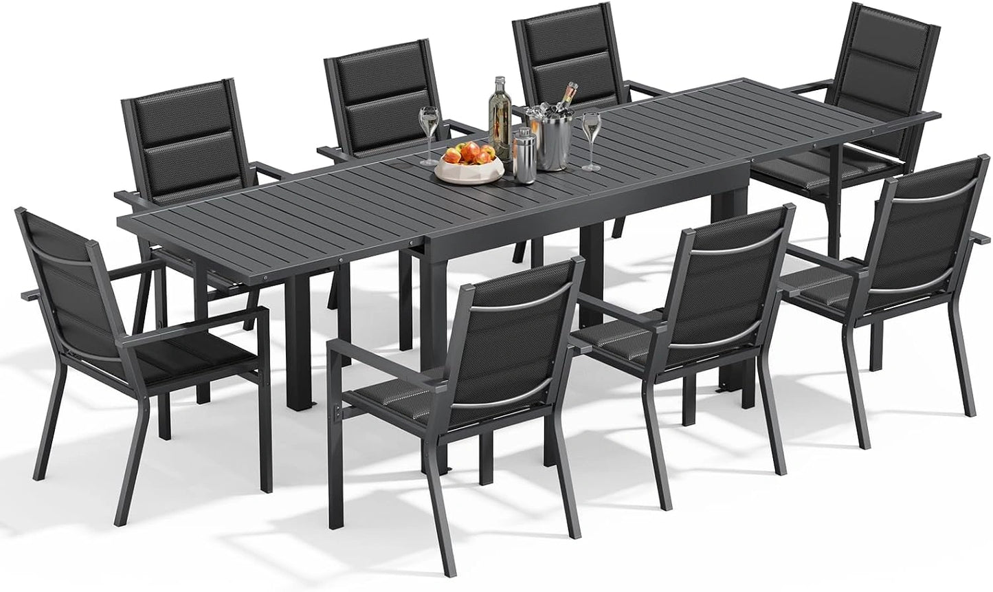Devoko Salon de Jardin Exterieur 8 Personnes, Gris Foncé, 8+1 Mobilier de Jardin Aluminium