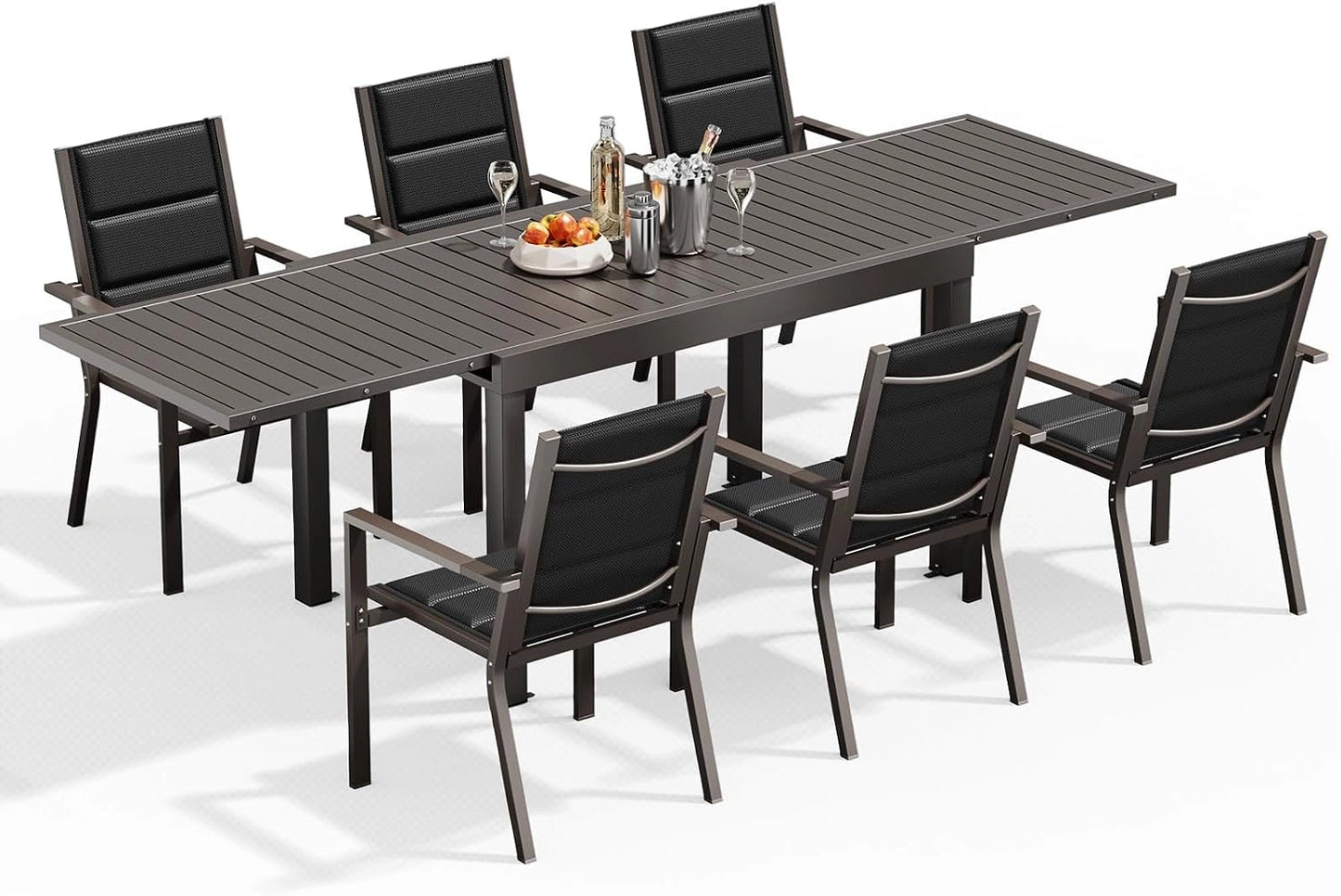 Devoko Salon de Jardin Exterieur 6 Personnes, 6+1 Mobilier de Jardin, Salon de Jardin pour Balcon, Marron