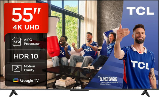 TCL 55V6C LED Direct Smart TV 55', HDR 4K, avec Technologie Google TV (Dolby Audio, Motion Clarity, Compatible avec Google Assistant et Alexa)