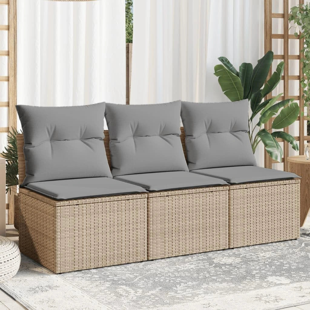 ShGaxin Canapé de jardin 3 places avec coussins en rotin synthétique beige, meubles de jardin extérieur - 366104, terrasse