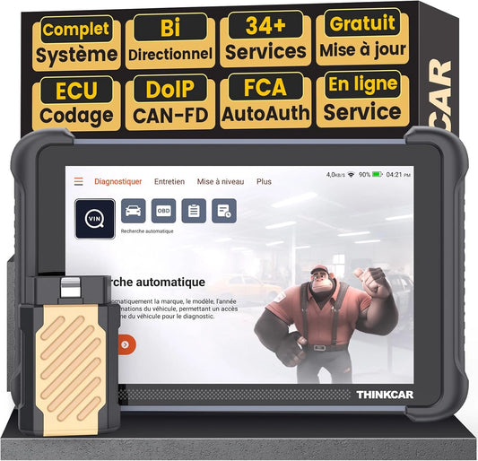 THINKCAR Valise Diagnostic Auto, TK689BT Outil de Diagnostic Bidirectionnel, 34+ Réinitialisation, Diagnostic Automobile Complet, FCA Autoauth