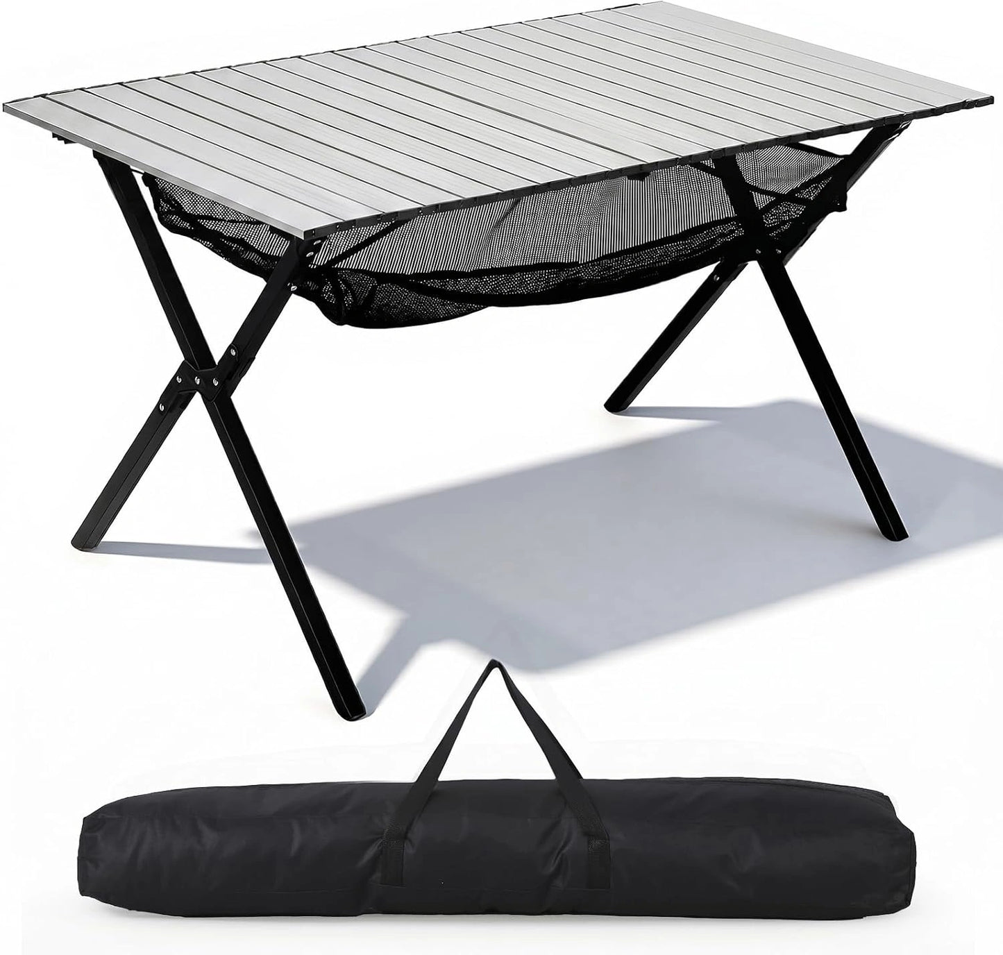 HAUSPROFI Table de camping pliable 120 x 70 x 70 cm pour 4 à 6 personnes, charge maximale: 100 kg, en aluminium, table pliante avec sac de transport