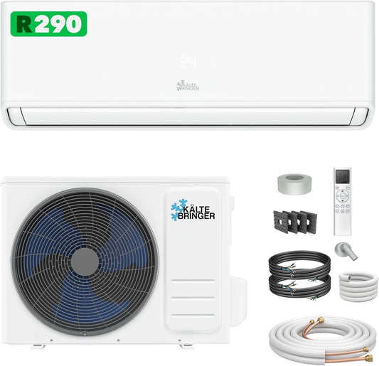 Kältebringer Climatiseur Split Réversible 12000 BTU 3,7 kW R290, Sans gaz F - climatiseur très silencieux avec Wi-Fi et application, refroidissement A