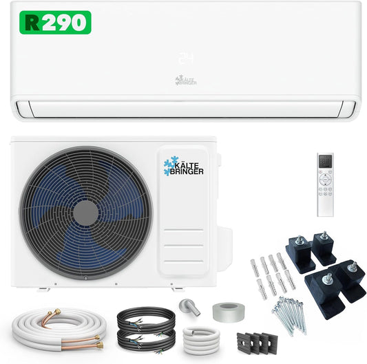 Kältebringer Climatiseur Split Réversible 12000 BTU 3,7 kW R290, Sans gaz F - climatiseur très silencieux avec Wi-Fi et application, refroidissement A