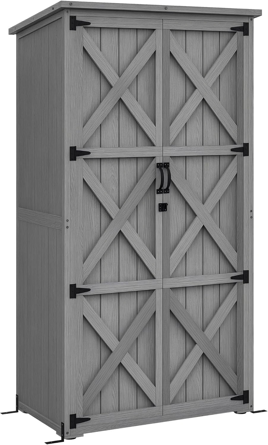 Outsunny Armoire de Jardin 2 Étagères 90 L x 54,5 l x 161/168,5 h cm Gris, Abri Jardin, Toit Bitumé Étanche, Bois Pin Autoclave