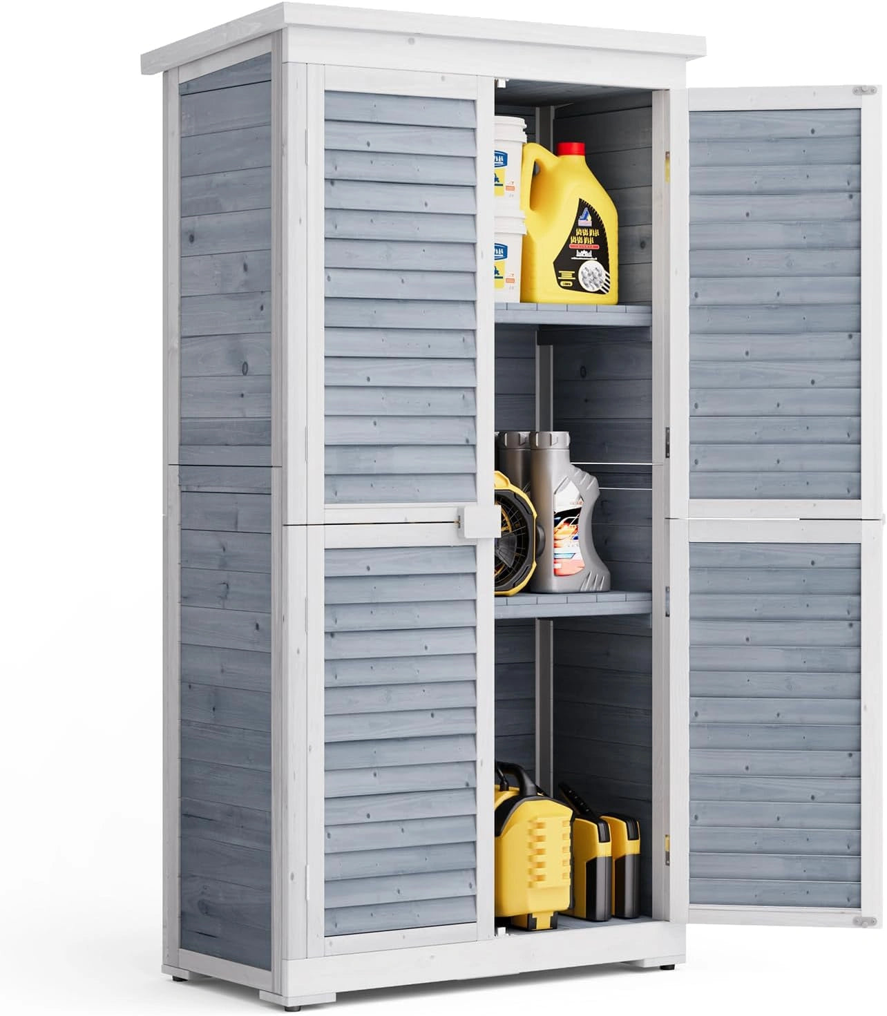 Armoire de Jardin en Bois pour Outils 160 x 87 x 47 cm Remise pour Utilisation Extérieure Abri de Jardin pour la Cour et Le Jardin Gris