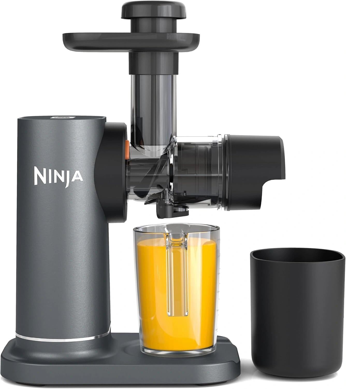 Ninja Extracteur de jus à pression à froid compact, Gris, carafe 700 ml JC151EU, récupérateur de pulpe 1,1 l, boissons et shots sains, pour des jus