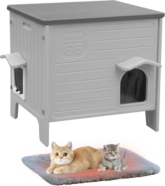 Niche pour Chat Extérieure Plastique Isolée Imperméable avec Coussin